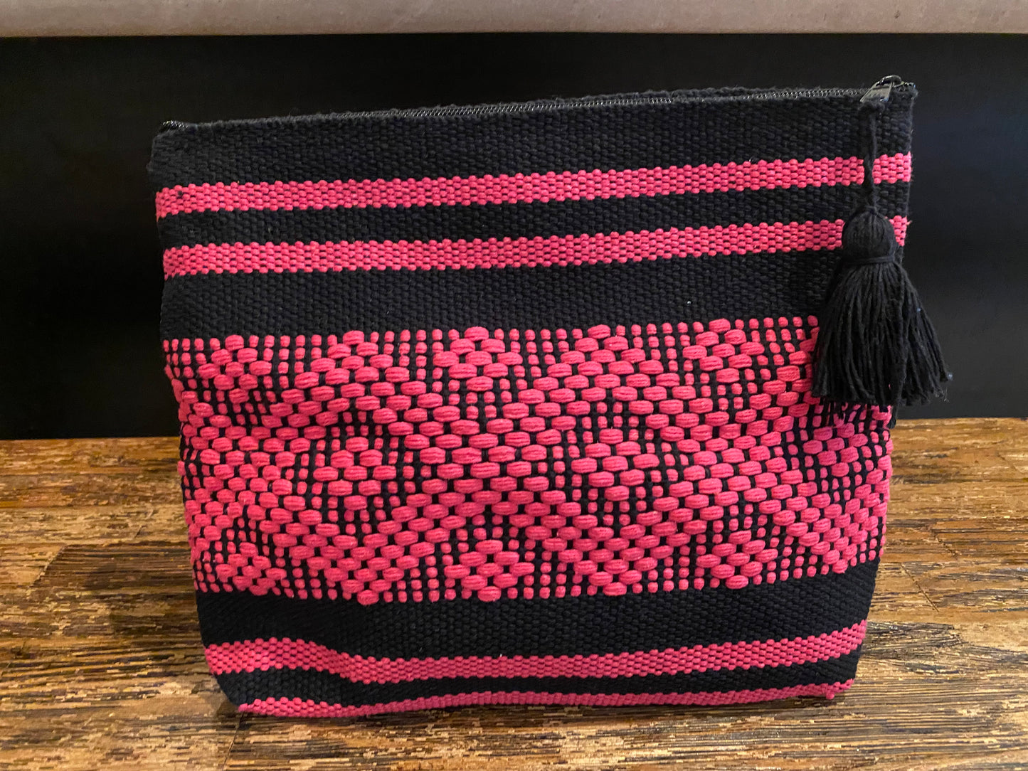 Pink & Black Zapotec Cosmetic & Toiletry Bag