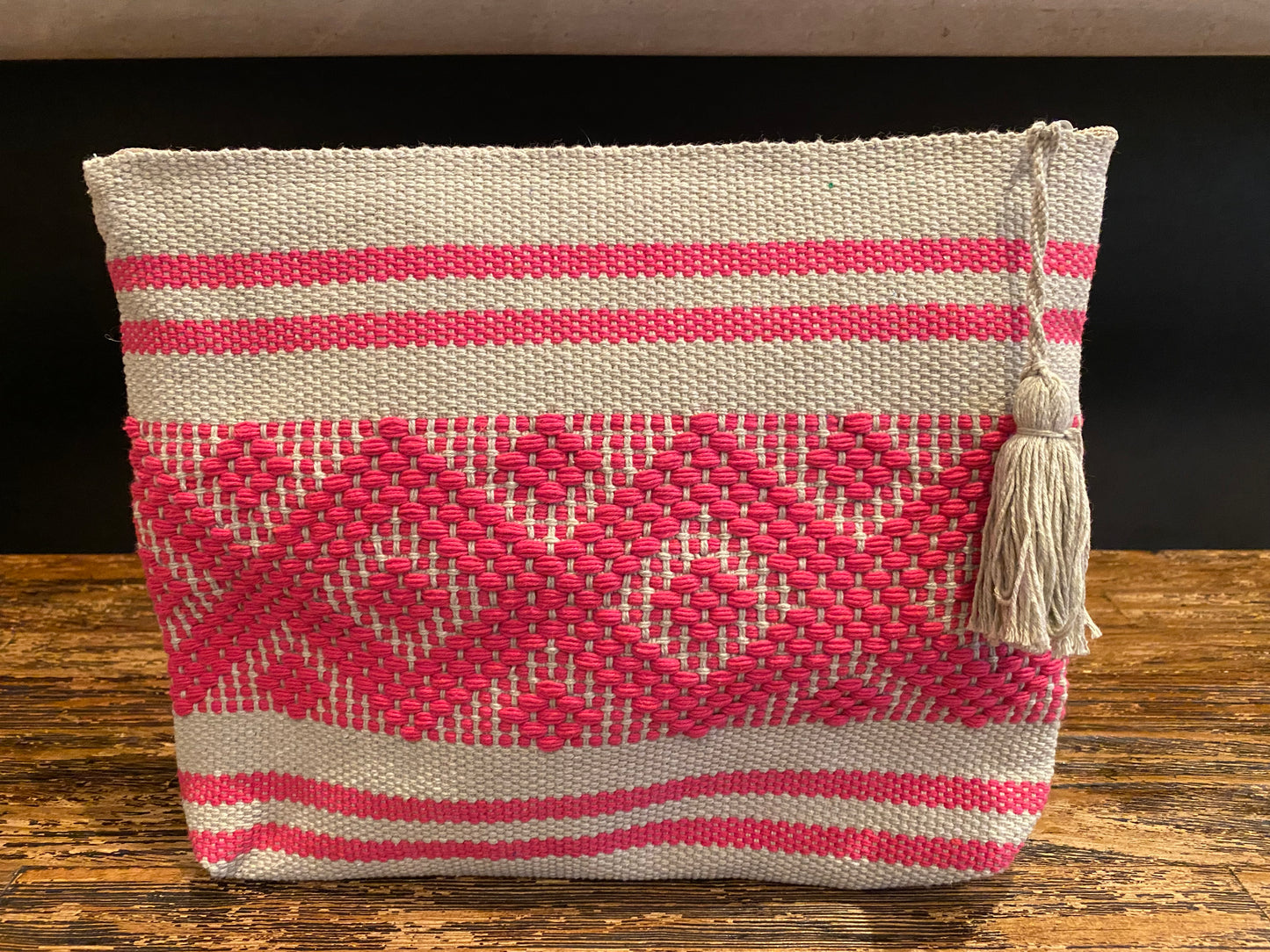 Pink & Grey Zapotec Cosmetic & Toiletry Bag