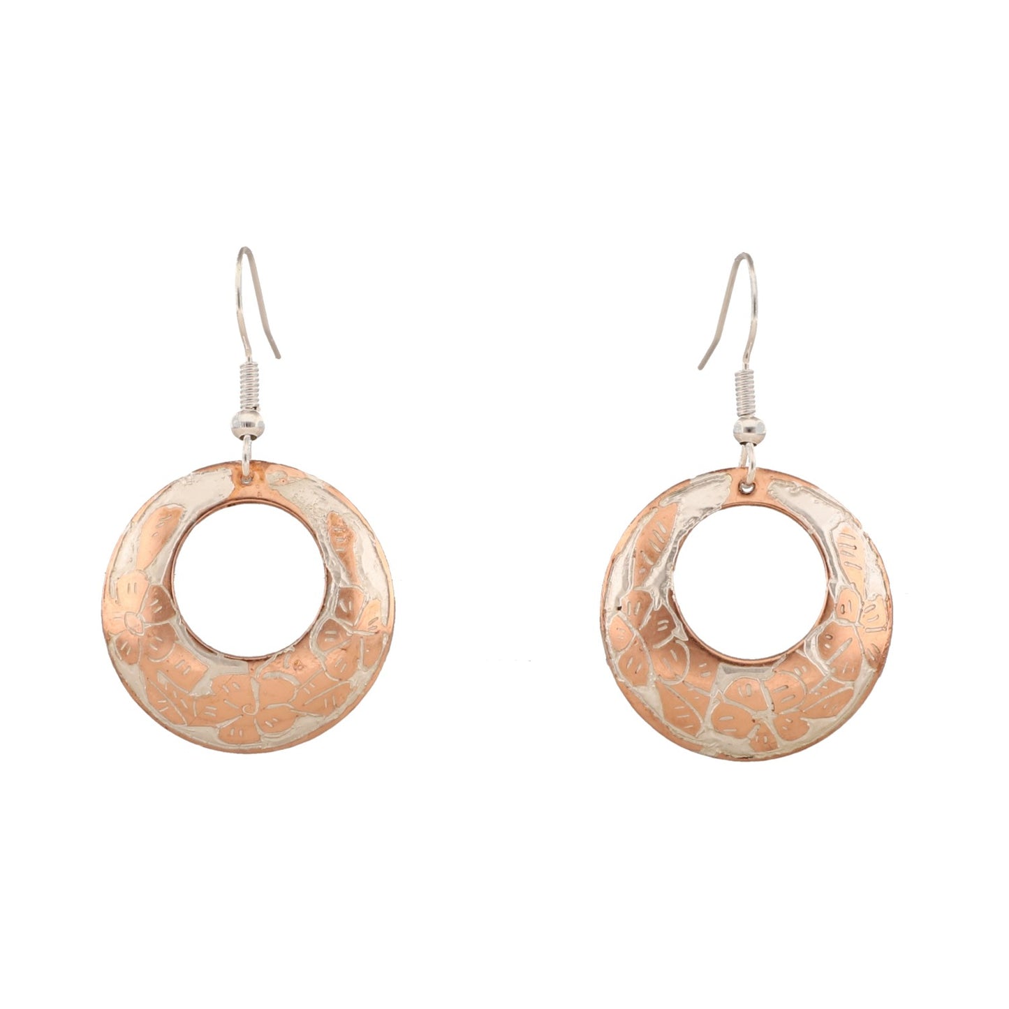 Round-shaped Copper and Silver Earrings