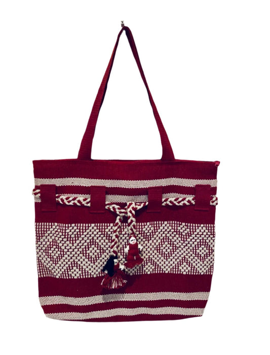 Handwoven Shoulder Bag - Wine