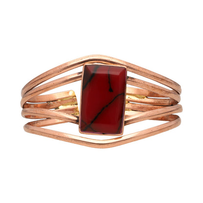 Copper Bracelet with Red Stone