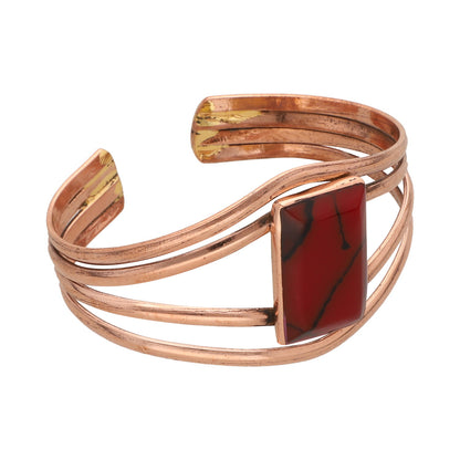 Copper Bracelet with Red Stone