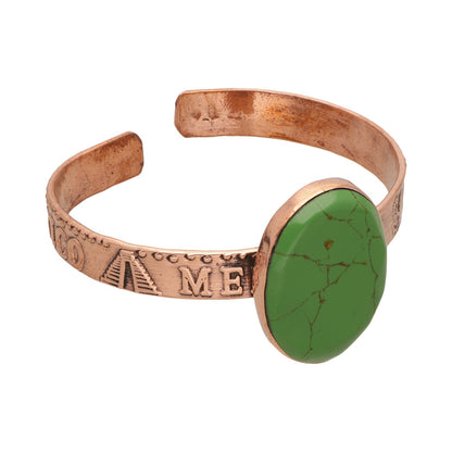 Copper Bracelet with Green Stone