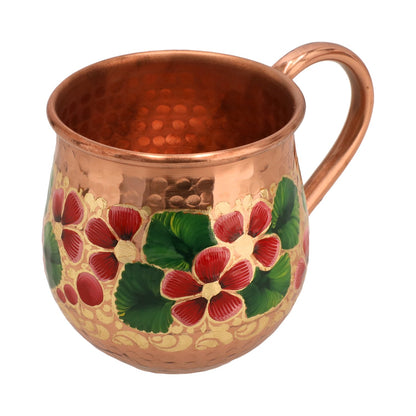 Set of Hand-Painted Copper Jug with 6 Coloured Mugs