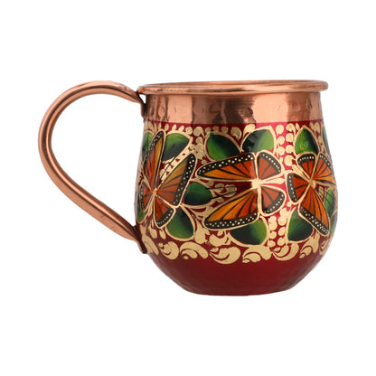 Set of 6 Hand-painted Copper Mugs