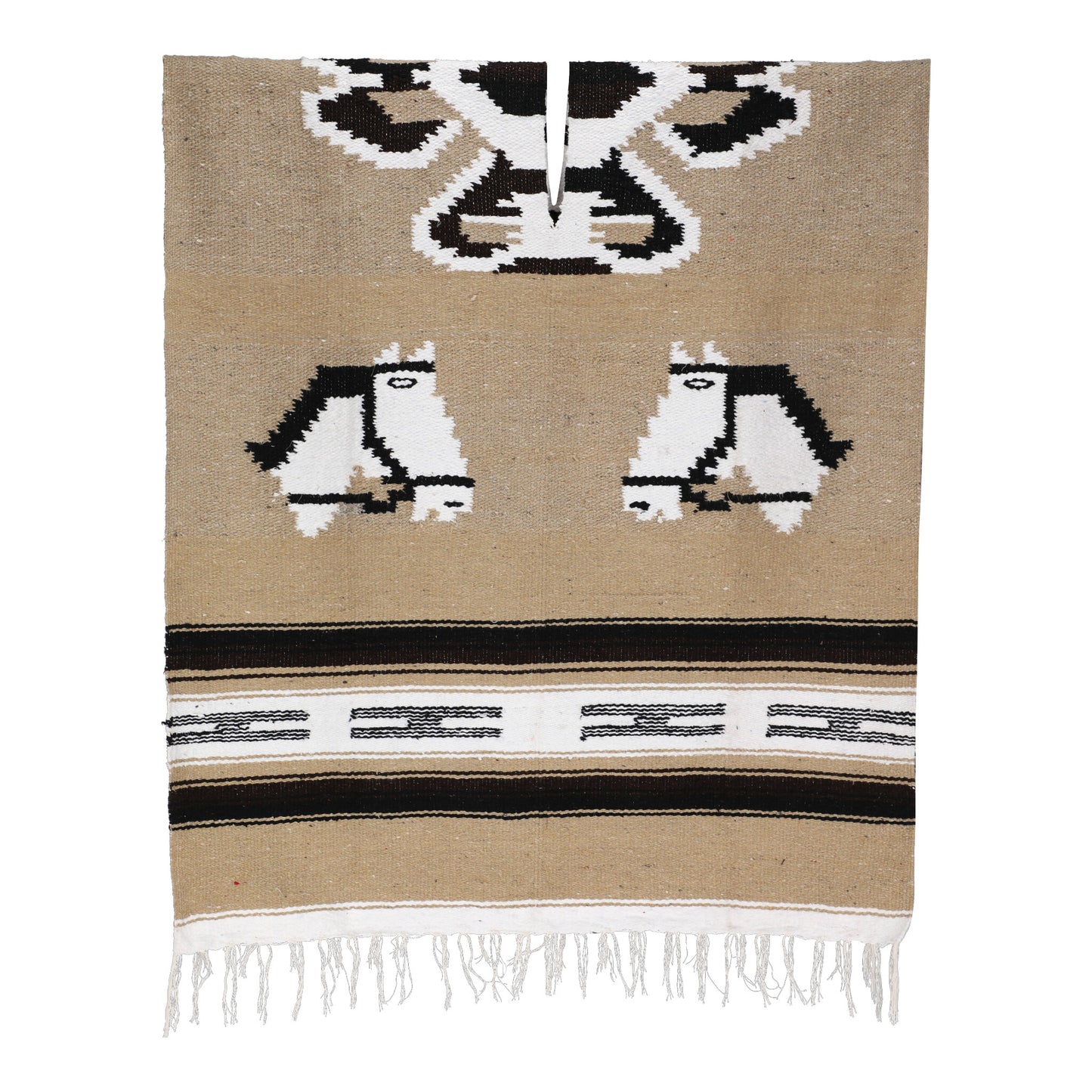 Beige Poncho with Horse Motifs