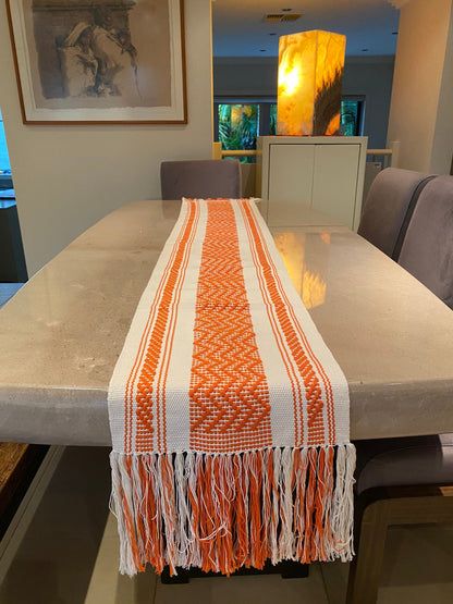 Handwoven Zapotec Table Runner - Orange