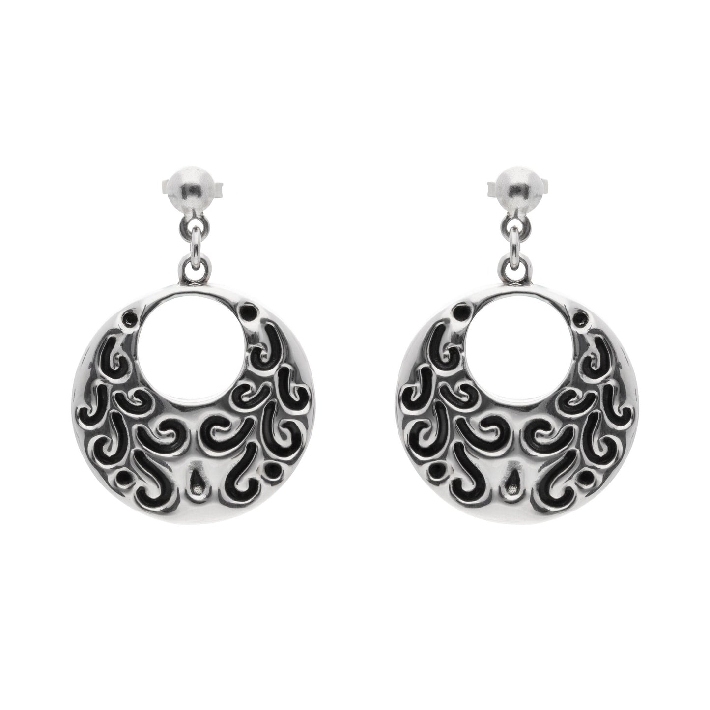 Rounded silver earrings