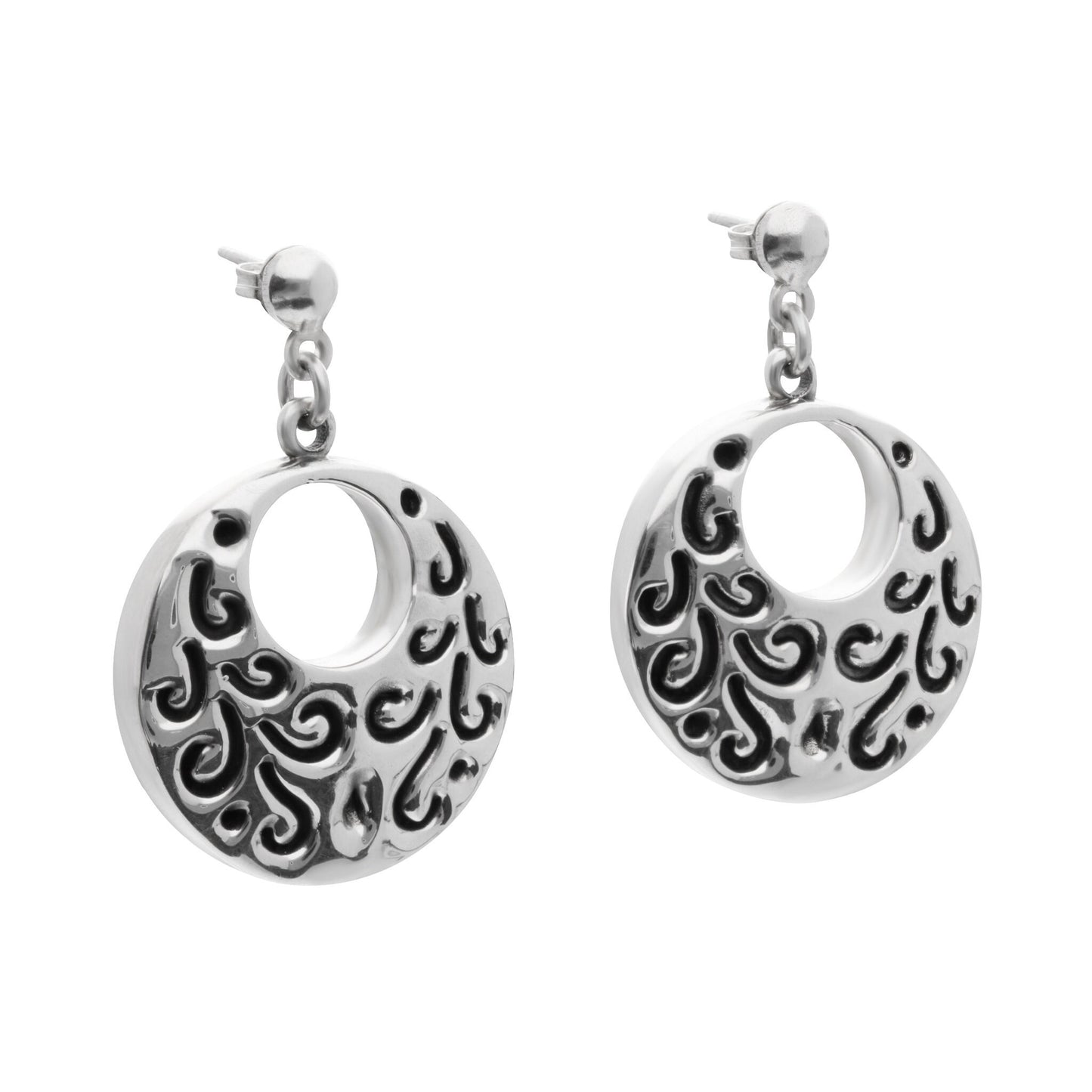 Rounded silver earrings